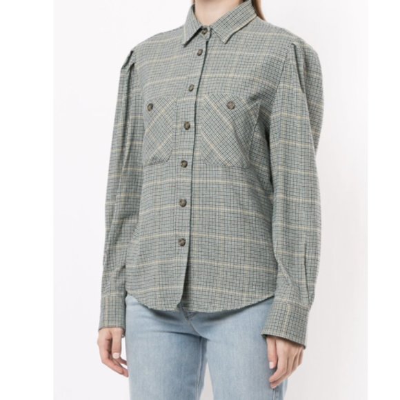 Isabel Marant Gray Plaid Button Down Shirt - Picture 1 of 8